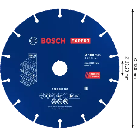  Disco Corte Carbide Multi Wheel 7" 180x22.23mm Expert Bosch 2608901681 113.559322 Disco Corte Carbide Multi Wheel 7" 180x22.23m