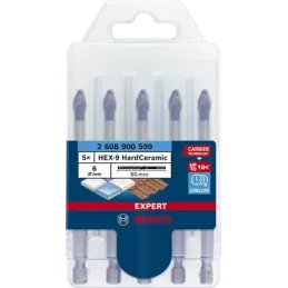 Broca Ceramica Dura 6mm x90mm Set 5pzas HEX-9 Roof Tile Bosch 2608900599 Bosch-Broca Ceramica Dura 6mm x90mm Set 5pzas HEX-9 Roo