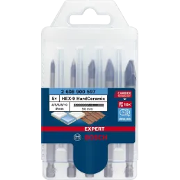Broca Ceramica Dura 4,5,6,8,10mm 5Pzas HEX-9 Bosch 2608900597 Bosch-Broca Ceramica Dura 4,5,6,8,10mm 5Pzas HEX-9 Bosch 260890059