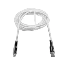 Cable USB TEROS TE-70212W, Tipo C a Lightning, 3A, 20W Máx, blanco y plateado Teros-Cable USB TEROS TE-70212W, Tipo C a Lightnin