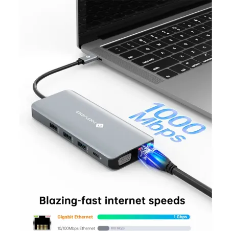  Estacion de puertos/Docking Station NOVOO 11-in-1, Interfaz USB-C, Plug-and-Play 0 Estacion de puertos/Docking Station NOVOO 11
