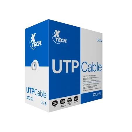 Cable UTP Cat-6 305m 24 AWG Gris Xtech XTC-226 Xtech-Cable UTP Cat-6 305m 24 AWG Gris Xtech XTC-226 Tipo: Cable en bobina tipo U