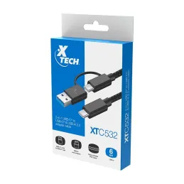 Cable USB USB-C macho a macho con Dongle USB-A 2.0 Xtech XTC-532 Xtech-Cable USB USB-C macho a macho con Dongle USB-A 2.0 Xtech 