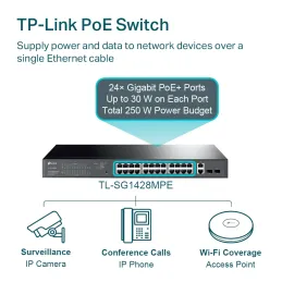 Switch Gigabit Tp-link TL-SG1428PE 24 Port con PoE 2SFP Tp-link-Switch Gigabit Tp-link TL-SG1428PE 24 Port con PoE 2SFP Conmutad