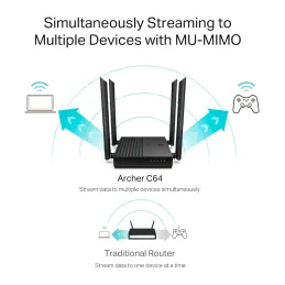 Router WiFi inalámbrico DualBand MU-MIMO AC1200 Tp-Link Archer C64 Tp-link-Router WiFi inalámbrico DualBand MU-MIMO AC1200 Tp-Li