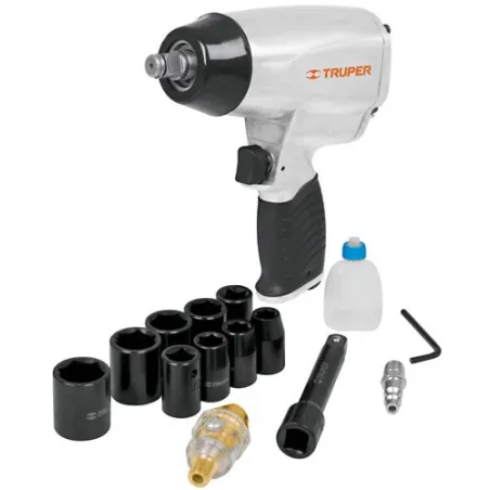  Kit Llave Neumatica Pistola de Impacto de 1/2" con estuche de plastico y dados, TPN-731EK 19372 Truper 229.661017 Kit Llave Neu