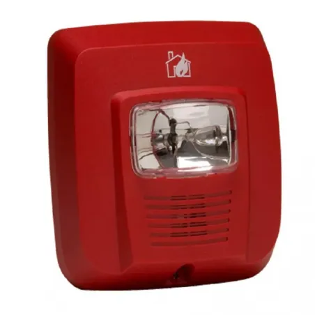  Sirena con Lampara Estroboscópica 2Hilos Pared Rojo SystemSensor SS-SYS-HS 133.898305 Sirena con Lampara Estroboscópica 2Hilos 