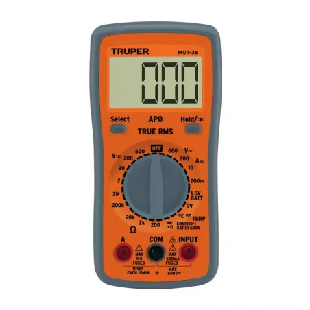  Multitester MUT-36 True RMS 10A UsoGeneral Truper 100360 55.084746 Multitester MUT-36 True RMS 10A UsoGeneral Truper 100360 Esc
