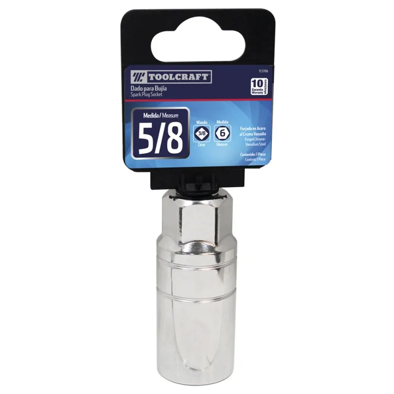 Dados Saca Bujía Hexagonal 5/8" E3/8 Largo Toolcraft TC3786 ToolCraft-Dados Saca Bujía Hexagonal 5/8" E3/8 Largo Toolcraft TC378