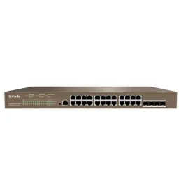 Switch Tenda L3 Gestionable TEG5328P-24 PoE+ 24 Puertos Gigabit + 4 SFP, 370W PoE, 56Gbps, VLAN, STP