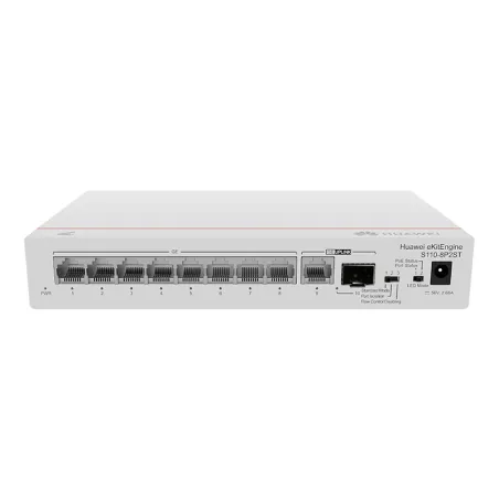 Switch Huawei eKitEngine S110-8P2ST, 8 x 10/100/1000BASE-T(PoE+) / (PoE: 124 W)