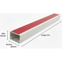 Canaleta 40x60mm x2m en PVC con Adhesivo Hardman 005007