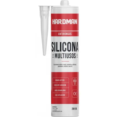  Silicona Blanco Cartucho Tubo 280gr Multiusos Antihongos HardMan 002001 4.100028 Silicona Blanco Cartucho Tubo 280gr Multiusos 