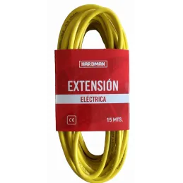  Extension Electrica Amarillo 15m 3Tomas Universales Cable Vulcanizado HardMan 012005 19.899992 Extension Electrica Amarillo 15m