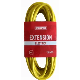  Extension Electrica Amarillo 7.5m 3Tomas Universales Cable Vulcanizado HardMan 012003 12.40003 Extension Electrica Amarillo 7.5