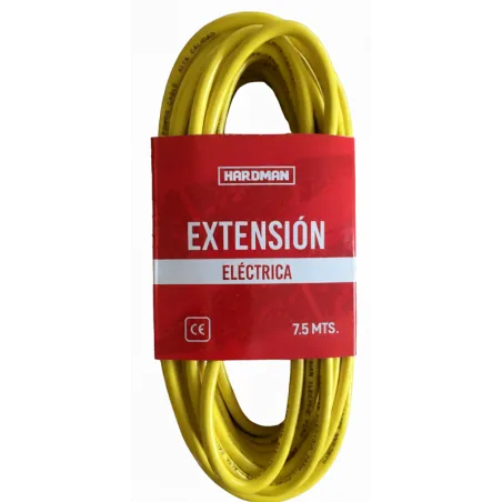  Extension Electrica Amarillo 7.5m 3Tomas Universales Cable Vulcanizado HardMan 012003 12.40003 Extension Electrica Amarillo 7.5