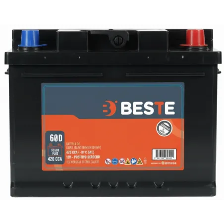 Bateria para Carros Beste 55530 PLUS - + 60Ah CCA420 242x175x175mm beste-Bateria para Carros Beste 55530 PLUS - + 60Ah CCA420 24