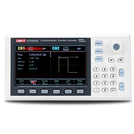 Generador de Funciones y Onda UNI-T UTG962E 2CH 60MHZ 200MSAS SINE SQUARE RAMP PULSE NOISE DC Y ARB USB BNC