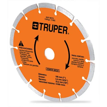  Discos Diamantados 4" Segmentado Cortes Rapido, 2.2mm, DDT-832D 11581 Truper 15.423729 Disco Diamantado Segmentado Cortes Rapid