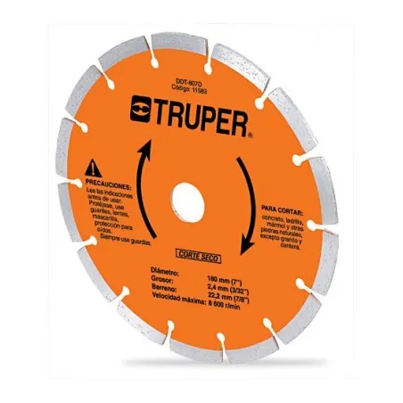  Discos Diamantados 4 1/2" Segmentado Cortes Rapido, 2.2mm, DDT-829D 11582 Truper 16.949153 Disco Diamantado Segmentado Cortes R