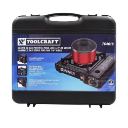 Cocina Estufa de Gas Portatil Encendido Electronico para Campamento Toolcraft TC4615 -Cocina Estufa de Gas Portatil Encendido El
