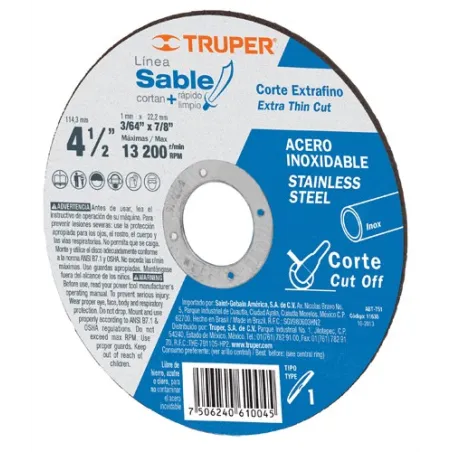  Discos Corte Metal 4 1/2" x1mm T41 Inox Oxido Aluminio, ABT-751 11635 Truper 2.288136 Disco Abrasivo Corte Extrafino Acero Inox