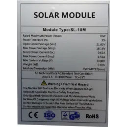 Panel Solar Monocristalino 10W 12V - 35x24x1.7cm SL-10M Osda-Panel Solar Monocristalino 10W 12V - 35x24x1.7cm SL-10M -SL-10M- 2