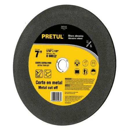 Disco Abrasivo Corte Extrafino Metal UG 7" Tipo 1 Centro 7/8" 1.5mm RPM8600, Oxido de Alumino, DICOF-7015P 22349 Pretul