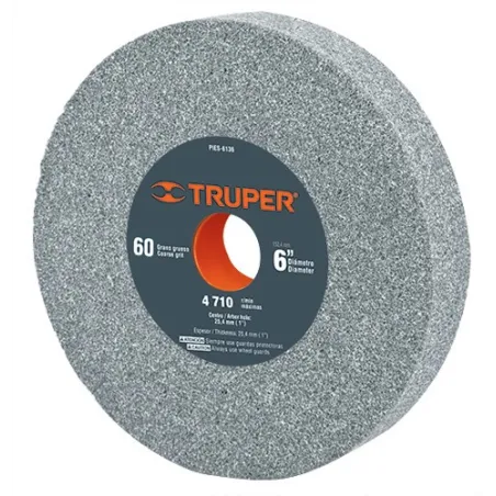  Piedra para Esmeril 152 x25.4x25.4mm Grano 60, Incluye Adaptador, Oxido de Aluminio, PIES-6160 16382 Truper 20.338983 Piedra pa