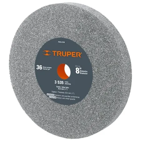  Piedra para Esmeril 203 x25.4x25.4mm Grano 36, Incluye Adaptador, Oxido de Aluminio, PIES-8136 16411 Truper 29.661017 Piedra pa