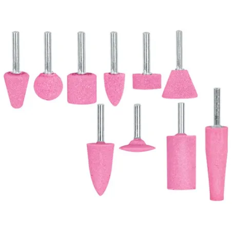  Juego de Piedras 10 Puntas montadas Uso General, Zanco 1/4" Grano 60, Oxido de Aluminio, JPM-10 12445 Truper 19.491525 Juego de