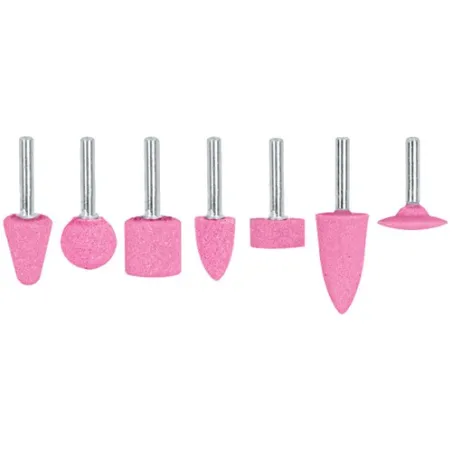  Juego de Piedras 7 Puntas montadas Uso General, Zanco 1/4" Grano 60, Oxido de Aluminio, JPM-7 12446 Truper 13.050847 Juego de 7