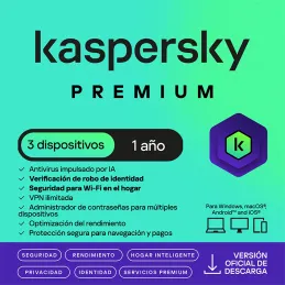 Antivirus Kaspersky Premium para 3 PCs Lic 1 año Producto Virtual. Kaspersky-Antivirus Kaspersky Premium para 3 PCs Lic 1 año Pr