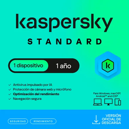 Antivirus Kaspersky Standard para 1 PC Lic 1 año Producto Virtual. Kaspersky-Antivirus Kaspersky Standard para 1 PC Lic 1 año Pr