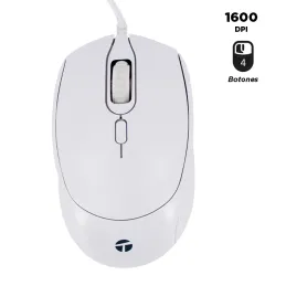 Mouse óptico TEROS TE-1225S 800-1200-1600 DPI USB 4 botones color blanco Teros-Mouse óptico TEROS TE-1225S 800-1200-1600 DPI USB