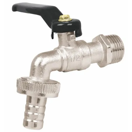  Llave de paso tipo esfera Metalica 1/2" 110g, Niquelado, Cierre 1/4 de vuelta, Entrada 1/2" Salida 3/4", LL-21P 23146 Pretul 6.