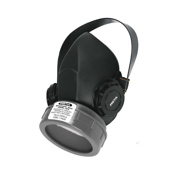 Respirador 1 Filtro Sin Cartuchos incluye Valvula de Exhalacion, Bandas Elasticas Ajustable, RES-1-P 23390 Pretul