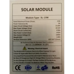 Panel Solar Monocristalino 15W 12V - 43.5x26.5x1.5cm SL-15M Osda-Panel Solar Monocristalino 15W 12V - 43.5x26.5x1.5cm SL-15M -SL