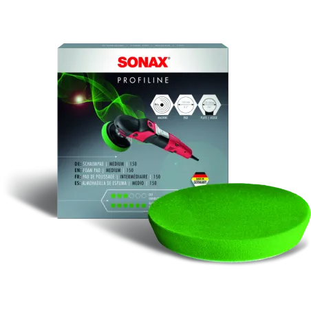 Disco de Pulido Eponja Mediana Verde 143mm con Velcro Para Soporte 125mm Sonax 498541 Sonax-Disco de Pulido Eponja Mediana Verde