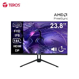 Monitor plano TEROS TE-2417S 23.8" FHD IPS 144Hz 1ms HDMI DP PARLANTES AUDIO OUT Teros-Monitor plano TEROS TE-2417S 23.8" FHD IP