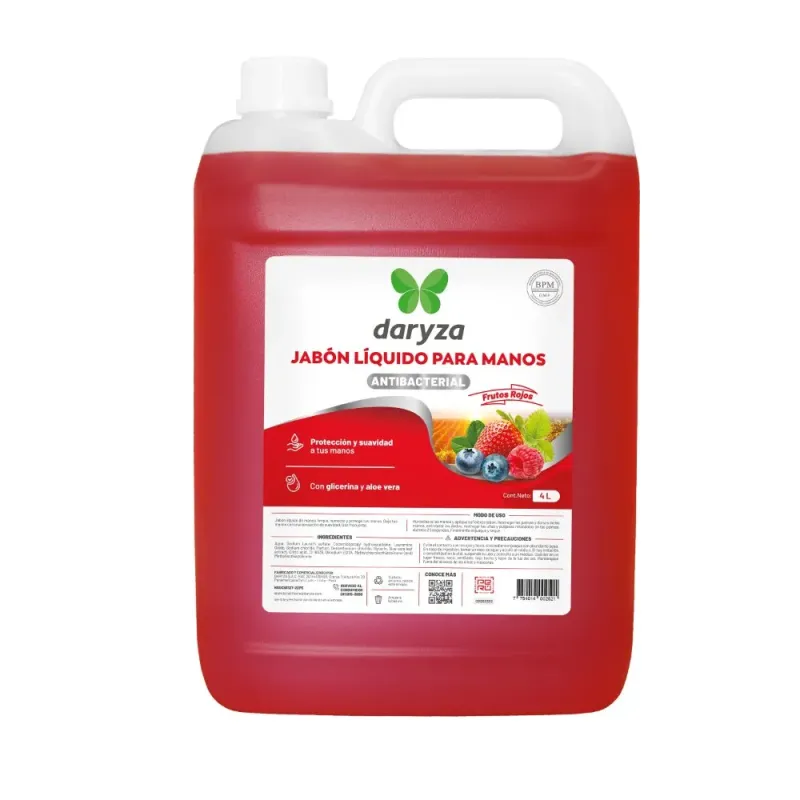 Jabon Liquido Para Manos 4L Antibacterial Frutos Rojos Daryza 32322 Daryza-Jabon Liquido Para Manos 4L Antibacterial Frutos Rojo