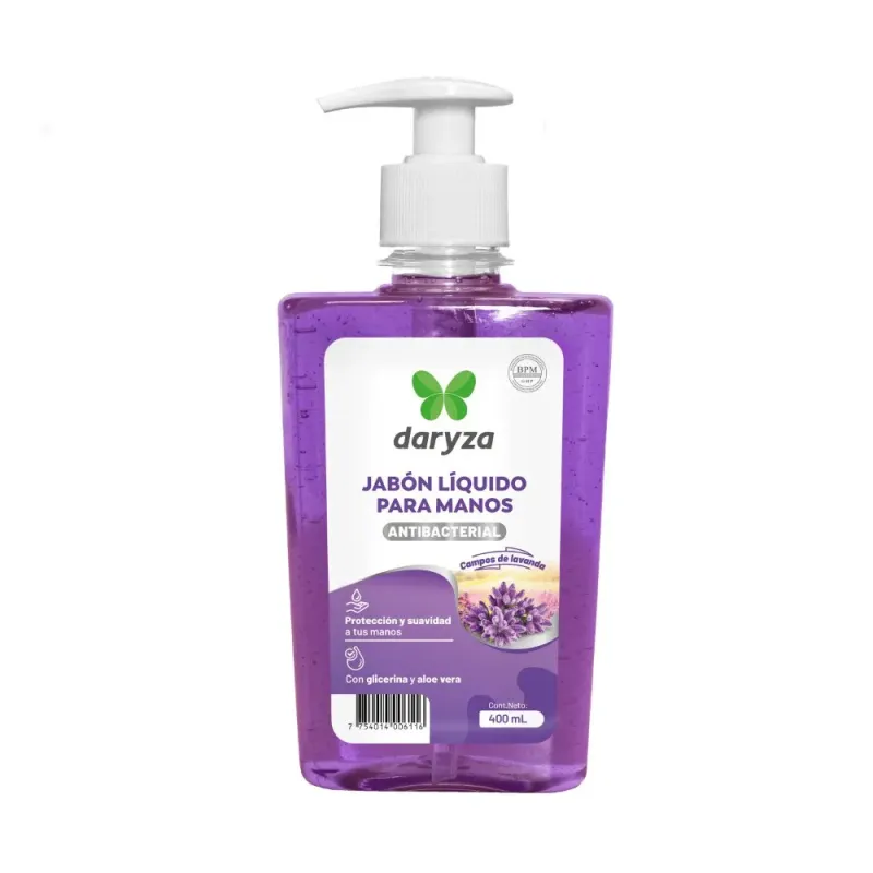 Jabon Líquido Para Manos 400ml Antibacterial Campos de Lavanda Daryza 32183 Daryza-Jabon Líquido Para Manos 400ml Antibacterial 