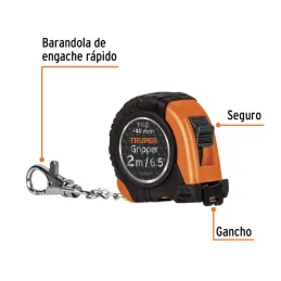 Winchas Flexometro Griper 2M MedicionAmbosLados TPR ABS Truper 14602 Truper-Winchas Flexometro Griper 2M MedicionAmbosLados TPR 