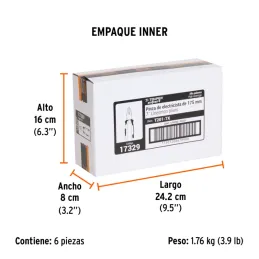Alicates universal 7" Aislado 1000v ComfortGrip CrVanadio Truper 17329 Truper-Alicate universal 7" Comfort Grip Acero al cromo v