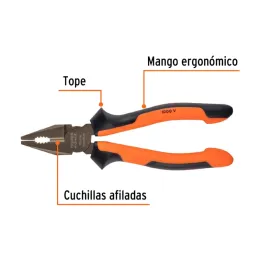 Alicates universal 7" Aislado 1000v ComfortGrip CrVanadio Truper 17329 Truper-Alicate universal 7" Comfort Grip Acero al cromo v
