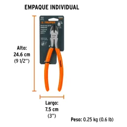 Alicates de corte diagonal 8" CrVanadio MangoPVC Truper 12353 Truper-Alicates de corte diagonal 8" CrVanadio MangoPVC Truper 123