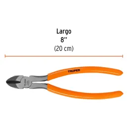 Alicates de corte diagonal 8" CrVanadio MangoPVC Truper 12353 Truper-Alicates de corte diagonal 8" CrVanadio MangoPVC Truper 123