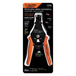 Alicates Pela Cable Automatico 6" 16-12AWG CuchillaSK5Truper 17376 Truper-Pela Cable Automatico 6" Pulgadas, Cuchillas acero SK5