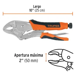 Alicates de Presion 10" Curvo CrMolibdeno MangoVinil Truper 17436 Truper-Alicates de Presion 10" Curvo CrMolibdeno MangoVinil Tr