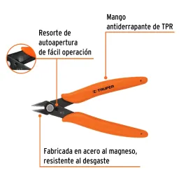 Alicates de corte 5" Electronica Acarbono Truper 17314 Truper-Alicate de corte para electronica 5" en acero al carbono, T275-5 1